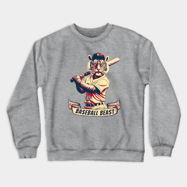 Baseball Beast Tiger Vintage Crewneck Sweatshirt by DesignArchitect